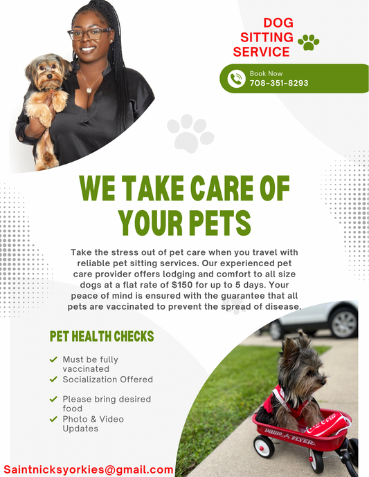 Take the stress out of pet care when you travel with reliable pet sitting services. Our experienced pet care provider offers lodging and comfort to all size dogs at a flat rate of $150 for up to 3 days.